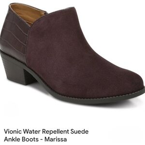 Vionic Plum Water Resistant Marissa Ankle Booties, Wmns Sz 11. New Without Tags
